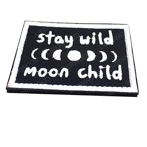 Stay Wild Moon Child Embroidered Patch Adventure Outdoor Camping Traveler Tactical Patch Badge Fit Backpack Jacket Clothing Stickers (Stay Wild) #TOP5