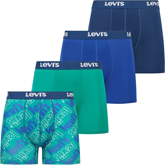 Levi's Mens Underwear Microfiber Boxer Brief for Men Ultra Soft 4 Pack Logo L