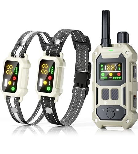 BLACKDOG Military Dog Shock Collar 2 Dogs (5-150lbs) - 4200ft Dog Training Collar with Remote, 4 Training Modes, Flashlight&Strobe, 90-Day Battery, IP67 Waterproof Dog E Collar for All Breeds (Beige)