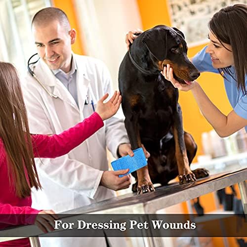 5 Rolls Pet Vet Wrap for Dogs Cats and Horse Self Adherent Bandage 2inch No Woven Elastic Cohesive Tapes for Finger, Sports and Stretch Athletic
