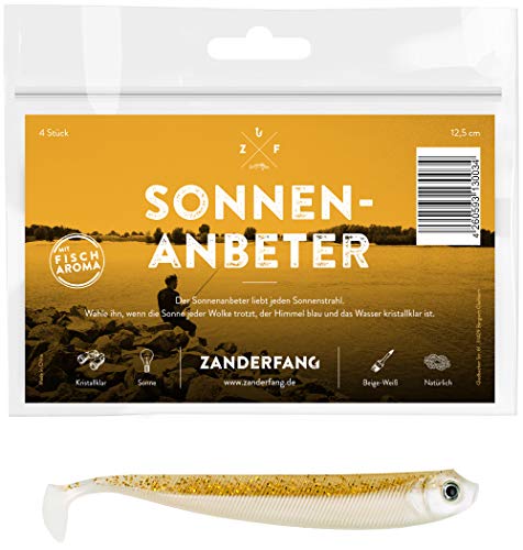 Zanderfang Gummifische 12,5 cm Weiß – 4er Pack natürliche Gummiköder für Zander, Hecht & Dorsch