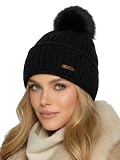 Baesics Bommelmütze Damen Herren Schwarz - Wintermütze...