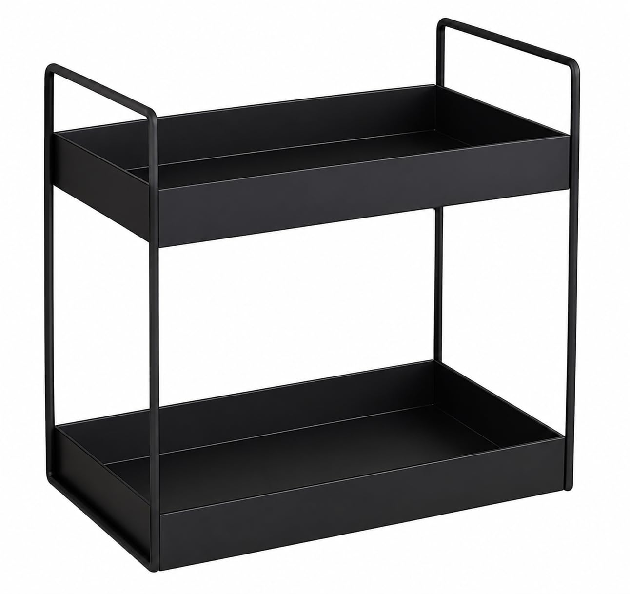 Big Size MULTIPUPOSE 2-Tier Standing Rack, Bathroom Countertop Storage Shelf Cosmetic Organizer Holder Kitchen Spice Rack, Black, Metal-image-34
