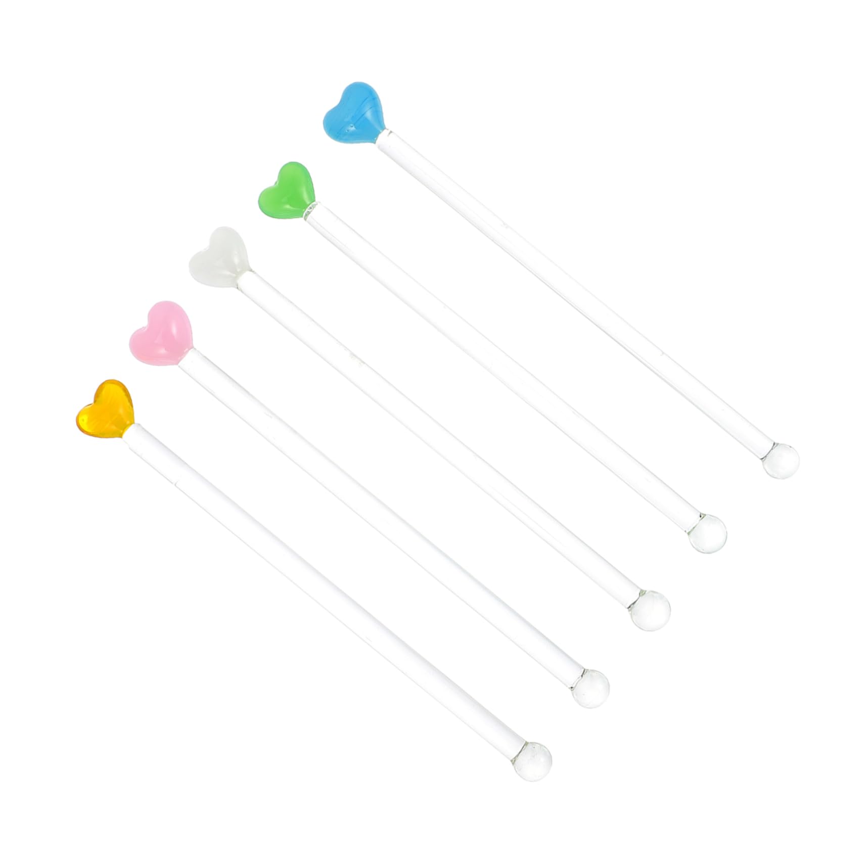 SOLUSTRE Glass Stirring Rods 5pcs Heart Shape Cocktail Sticks Drink Skewers for Cocktails Juice Milk Easy to Clean