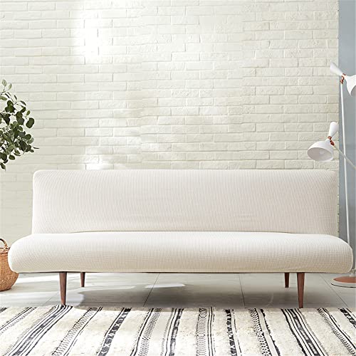 Hiseng Sofabezug 3 Sitzer Ohne Armlehne, Moderner Druck Clic Clac Sofahusse Stretch Schutzhülle Protector Bettcouch Schonbezug Couch überzug Sofabettüberzug (L:180-200cm,Weiß) Cover