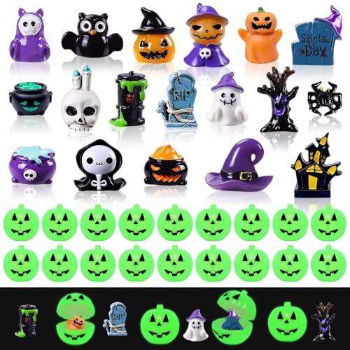 18 Piezas Caja Calabazas Sorpresa, Brillante Contenedor de Calabaza de Halloween, Regalos Fiesta Halloween para Niños, Minifiguras de Resina, Regalos de Fiesta de Halloweendeco para Niños y Niñas
