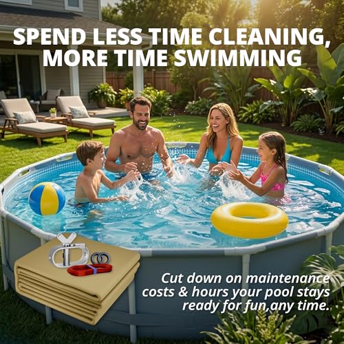 Cobertor redondo para piscina 24ft beige reforzado miniatura 3