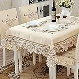 WELLYUK 55 Inch X 78 Inch Oblong Embroidery Flower Classic Lace Tablecloth, Vintage Elegant Kitchen