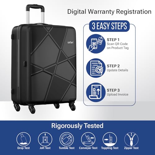 Image of Safari Polypropylene Pentagon Hardside Large Size Check-in Luggage Speed Wheel 8 Wheel Suitcase Trolley Bags for Travel Black Color 75Cm