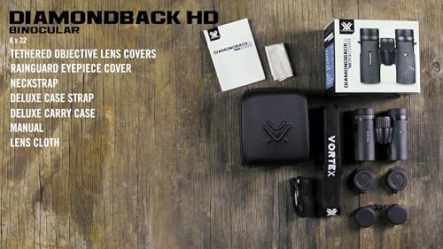 Image of Vortex Optics Diamondback HD 8x32 Binoculars - HD Optical System, Non-slip Grip, Waterproof, Fogproof, Shockproof, Included Carry Case - Unlimited, Unconditional Warranty