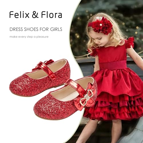 Image of Felix & Flora Toddler Flower Girl Dress Shoes - Baby Girl Ballet Mary Jane Flats for Party School Wedding
