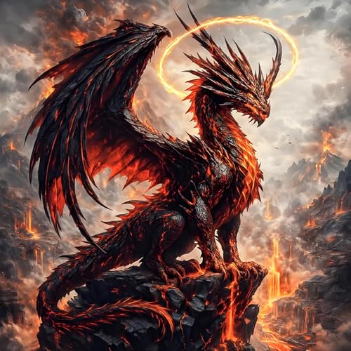 Cytheron Fire Dragon Diamond Art Kits for Adults 5D Diamond Painting Full Drill Kit DIY Gem Art Gothic Mythical Creature Wall Decor Dragon Lover Gift for Men Women 14 x 14 Inch