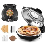 YIBAKE Pizzaofen elektrisch, 1200W Indoor-Pizzaofen，Schwarz