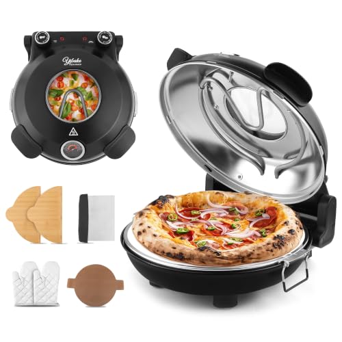 Produktfoto von YIBAKE Pizzaofen elektrisch, 1200W Indoor-Pizzaofen，Schwarz