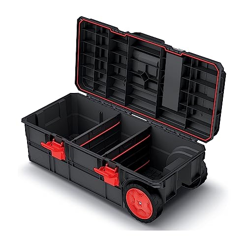 Tool Boxes Heavy Duty Portable Reinforced Waterproof Tool Chest Storage Case Organizers With Solid Rubber Wheels (X BLOCK WAGON)