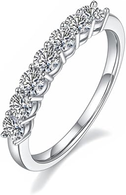 7 Stone Moissanite Rings for Women | Moissanite Weeding Band for Women 925 Sterling Silver Moissanite Engagement Ring