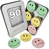 YOURGANIZE® Smiley Magnete | 90 Stück, 30mm | Magnete Smiley | Belohnungstafel Kinder | Belohnungssystem Kinder | Lehrer Zubehör
