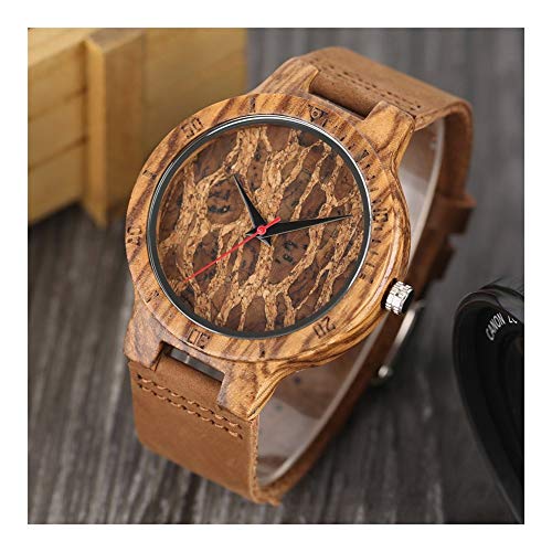 Preisvergleich Produktbild HRQ Hölzerne Uhr, personalisierte Zebra Holz Quarzuhr, Business Casual romantische, leichte, gesunde, natürliche und umweltfreundliche Damenuhr braun S133