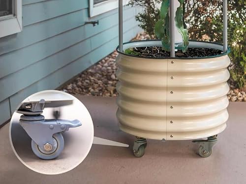 Vego garden Dragon Fruit Planter Rolling Planter Pot with Self Watering Wicking Cell and Trellis, Olive Green - Thumbnail 4