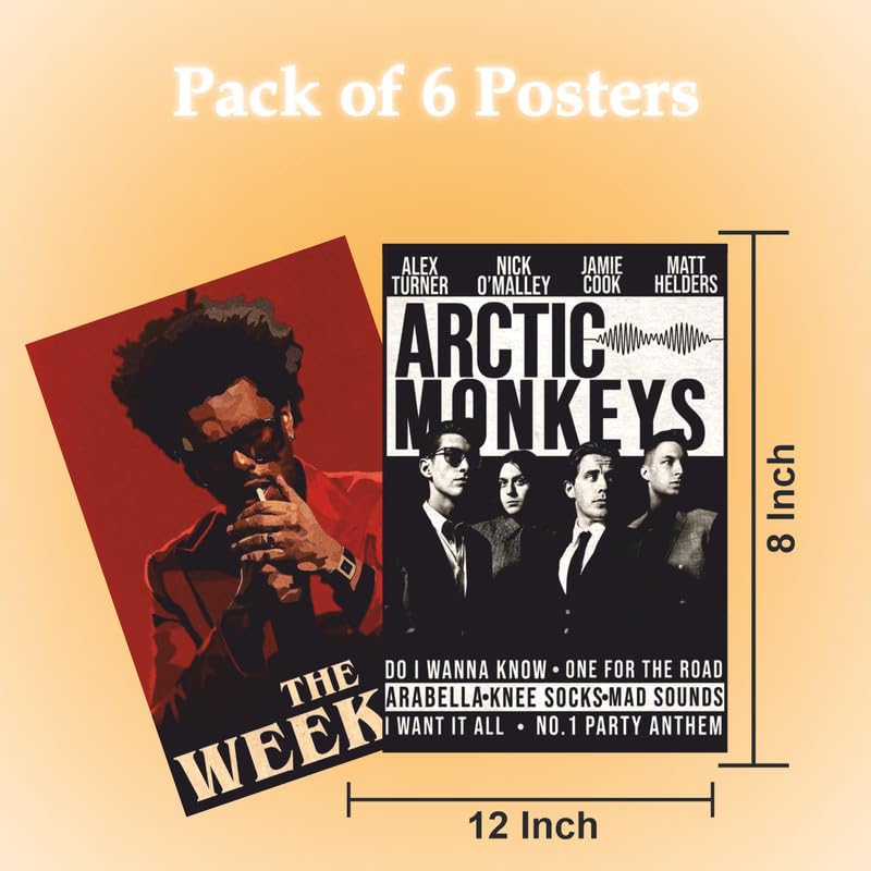 Image of POSTERONN Aesthetic Grunge Music Wall Posters Pack of 4 9x12 Inch | Artist Theme Prints for Room Hostel Decor | Unframed Wall Art for Bedroom Living Room Studio Music Lovers