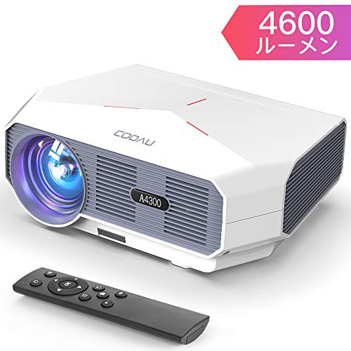 COOAU プロジェクター 高輝度 4600lm LED 1080PフルHD対応 ホームプロジェクター 200インチ大画面 1920×1080最大解像度 ホームシアター 台形補正 スピーカー内蔵 パソコン/スマホ/タブレット/PS3/PS4/DVDプレイヤーなど接続可 HDMIケーブル付属