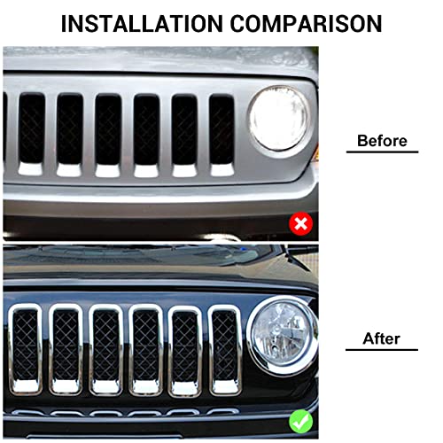 Image of 7PCS Front Grill Inserts Grille Cover Trim for Jeep Patriot 2011-2016 (Chrome)