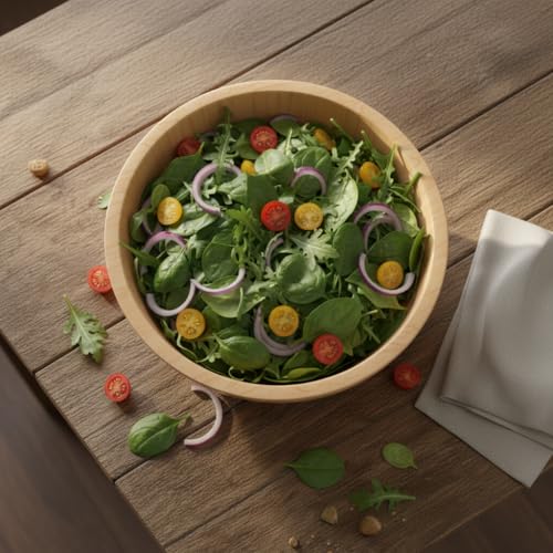 Deconox Doğal Bambu Salata Kasesi – 20cm & 25cm Çap Seçenekli El Yapımı Derin Ahşap Servis ve Karışt