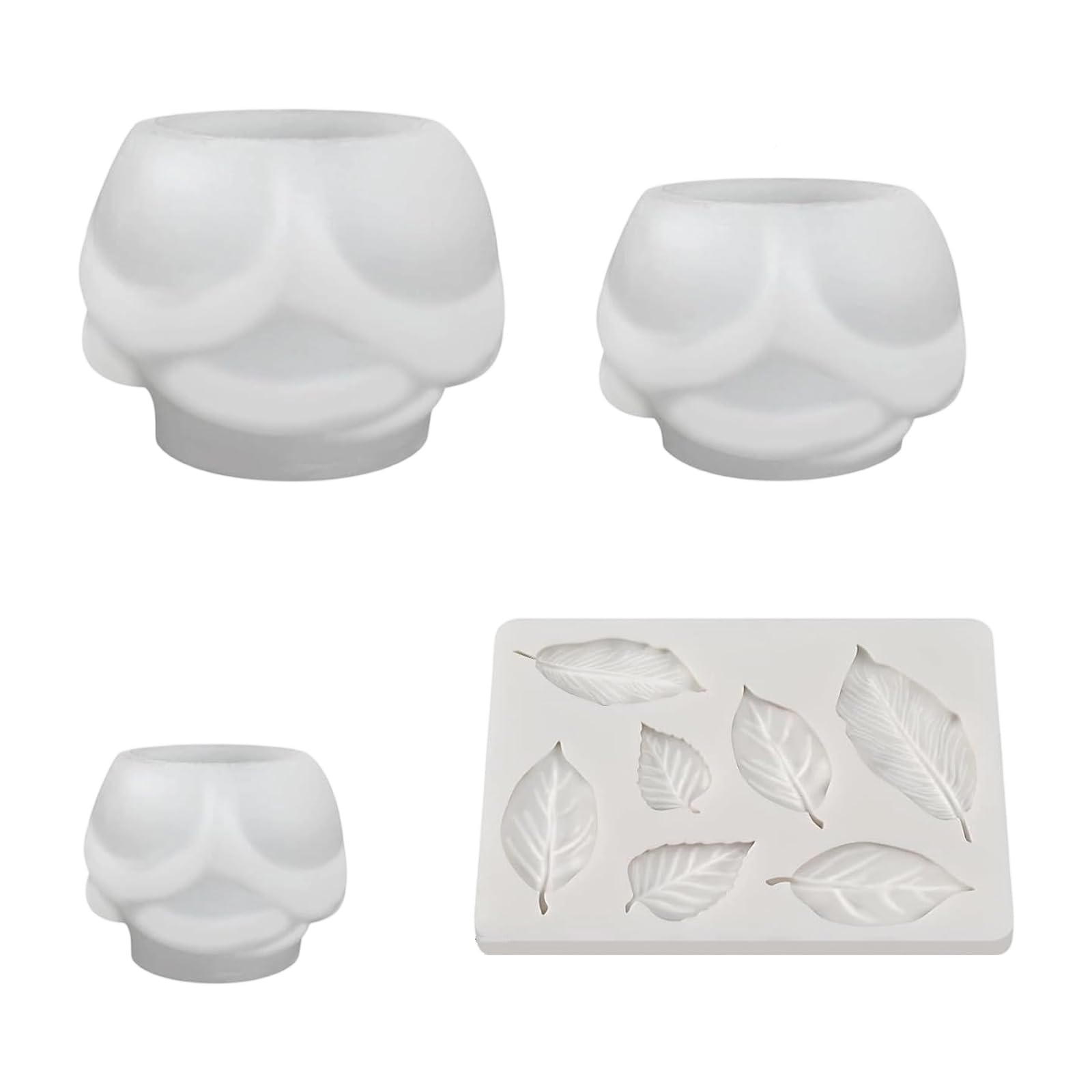 NVOQILIN Silicone Mold Set for Making, 4 Piece Rose Casting Form Set with Foliage Texture Detail for Soap Crafting, Resin Projects and Plaster Decor Rose Flower Mold Silicone Floral Casting Soap