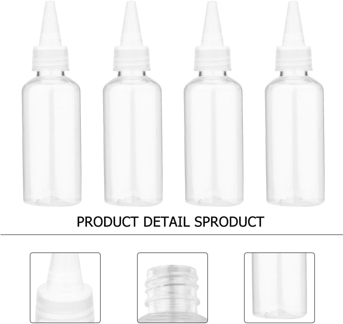 20pcs Plastic Squeeze Bottles for Cosmetics 60ml Pe Material with Pointed Head Cover, Refillable Liquid Storage Bottles for Travel and Pigment Dispensing