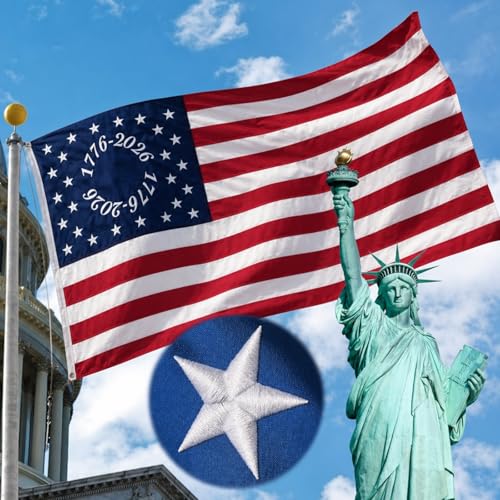Tudomro 250th Anniversary Flag for Outdoor 250 Years 1776-2026 Decor 3 x 5 ft American Flag Heavy Duty with Embroidered Stars and Brass Grommets US Patriotic 250th Decor for 4th of July Memorial Day by Tudomro - Image 5