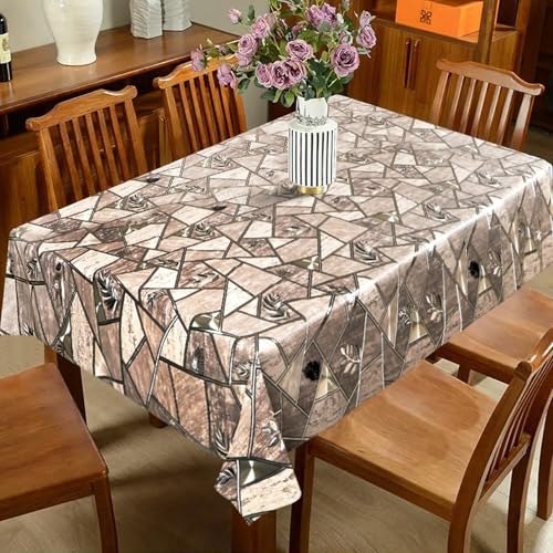 Image of Dakshya Industries PVC Waterproof Withoutlace Dining Table Cover (Size - 54X78 Inch) Rectangle 6 Seater Heat Rasistant, Tiger A3