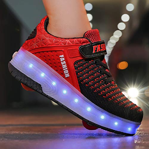 Ufatansy Roller Shoes Led Shoes With Wheels Usb Charging Flashing Sneakers Light Up Roller Skate Shoes For Kids Girls Boys Gifts Mesh Breathable Footwear Skates Beginners thumb #3