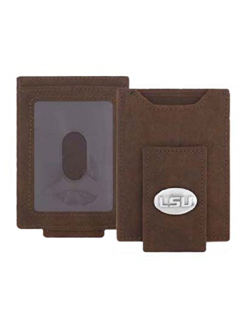 LSU Tigers - Crazy Horse Leather Front Pocket Wallet