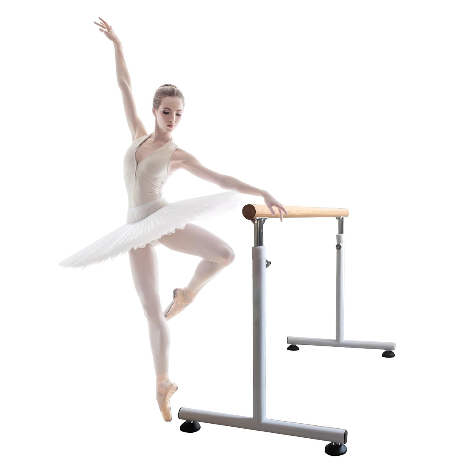 NGDFGR Adjustable Wooden Ballet Barre For Home Dance Workouts - Portable Stretch Bar For Adults, Ideal For Ballet Practice And Fitness Training,8.2 Ft