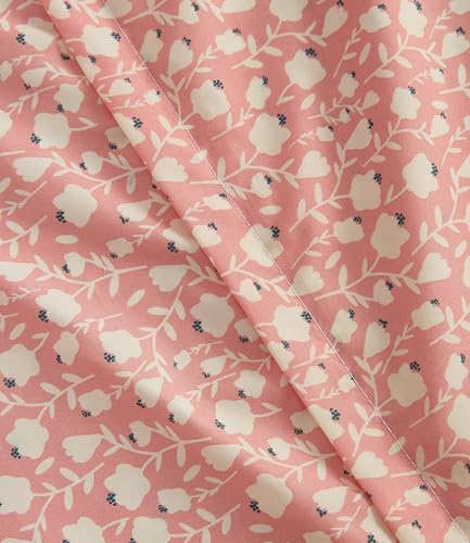 Image of Duvet Cover Twin /TXL Size Set - Extra Soft Floral Duvet Cover 68 x 90 with 1 Pillow Sham - Comfy, Cozy Breathable Floral Bedding Set - Hotel Luxury & Fade Free w / Zipper Closures & Ties - Pinkfield