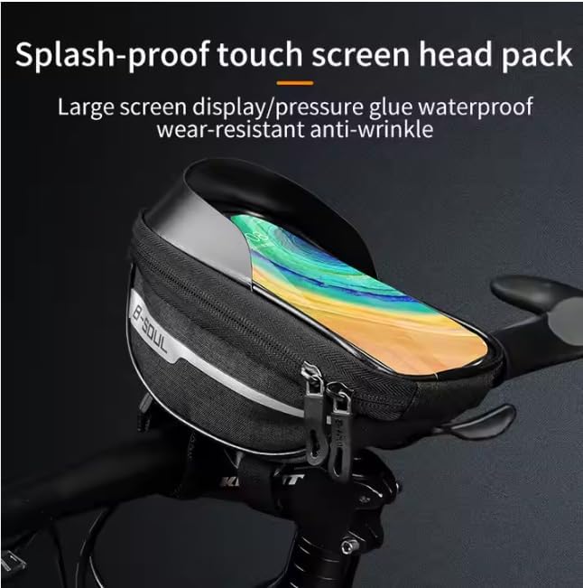 Miniatura 2 de B - Soul Soporte impermeable para teléfono y bolsa de almacenamiento  Funda de manillar con pantalla táctil con visera solar, bolsa de marco a