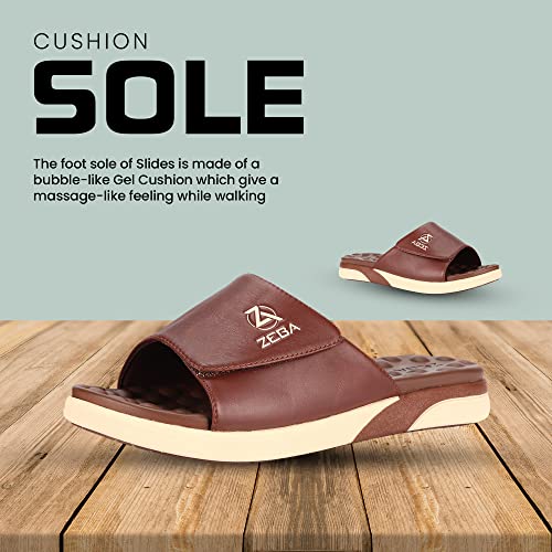 ZEBA Men Brown Leather Adjustable Sandals4