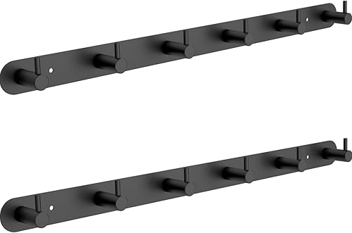Miniatura 8 de DGYB Perchero Grande de Pared con 6 Ganchos Negros de Acero Inoxidable de 16 Pulgadas Colgador de Toallas para Baño Dormitorio Recibidor Entrada