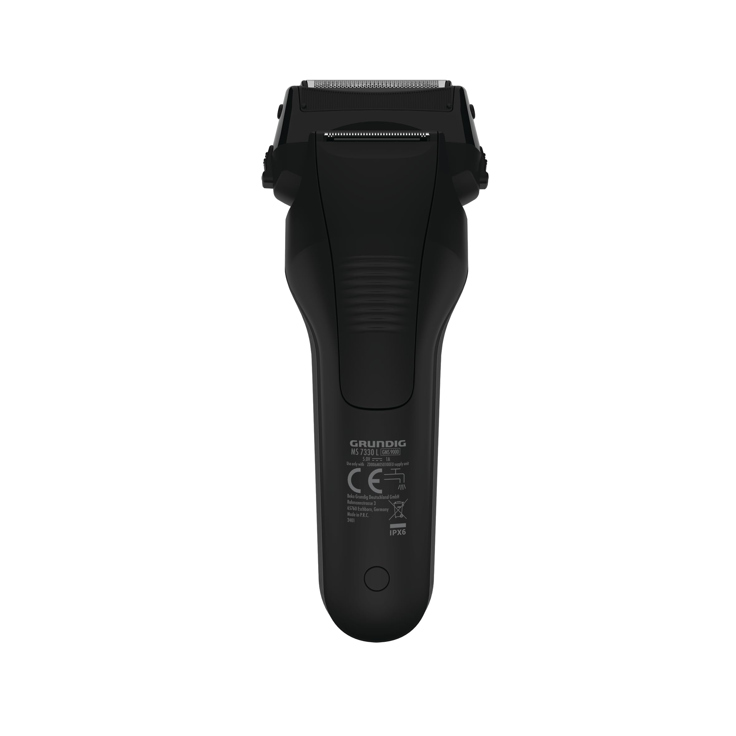 GRUNDIG MS 7330 L Herrenrasierer, 60 Min Betriebszeit, Ausklappbarer Langhaarschneider, 3-fach Schneidsystem, Gehäuse aus 74% recyceltem Kunststoff, Silber/Schwarz