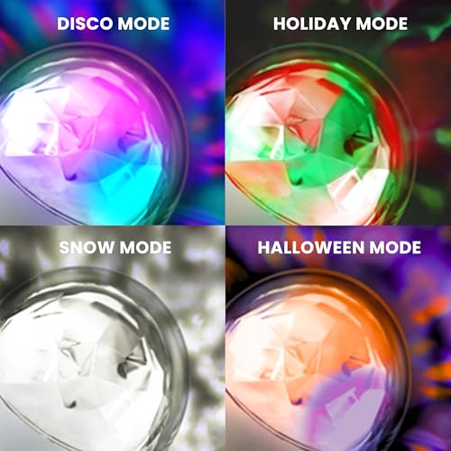 Image of Feit Electric LED Disco Light Bulb, Rotating Multi-Color with 4 Modes (Disco, Snow, Holiday, Halloween), Easy Screw-in Base, 10,000-Hour Lifetime, Perfect for Parties & Home Ambiance, DISCO /4M /LED
