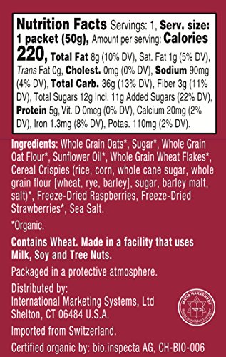 Avalanche Organic Red Berries Swiss Granola, 1.76 Ounce Bag (Pack of 6) Organic, Non-GMO, All Natural, Kosher, Portable Packet of Granola, Convenient Size Snack On The Go, Can Pour in Milk or Yogurt