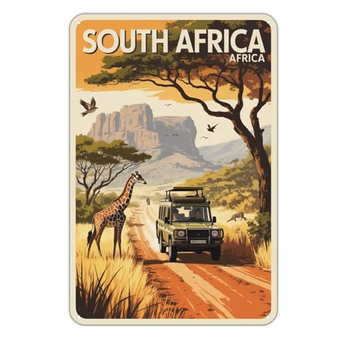 South Africa Safari Trip Metal sign African Wildlife Aluminum Metal Signs for Garden, Yard, Porch, Home Bedroom, Kitchen Decor 8 X 12 inch, Weather Resistant, Waterproof, Durable Ink, Easy to Mount
