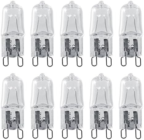 G9 40W Halogen Bulbs T4 G9 Halogen Bulbs G9 Base Bi-pin Halogen Bulb T4 JCD 120V G9 40 Watt Halogen Light Bulb,Clear,Warm White 2700K,Pack of 10