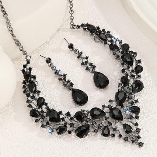 Image of Shining Diva Fashion Stylish Design Fancy Crystal Necklace Jewellery Set for Women | Trendy Celebrity Inspired Jewellery