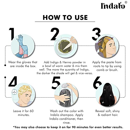 Image of Indalo Natural Henna & Indigo Hair Colour Powder, Combo for Hair Care and Conditioning Hair Growth, No Ammonia, No PPD, No Peroxide - (100g+100g)