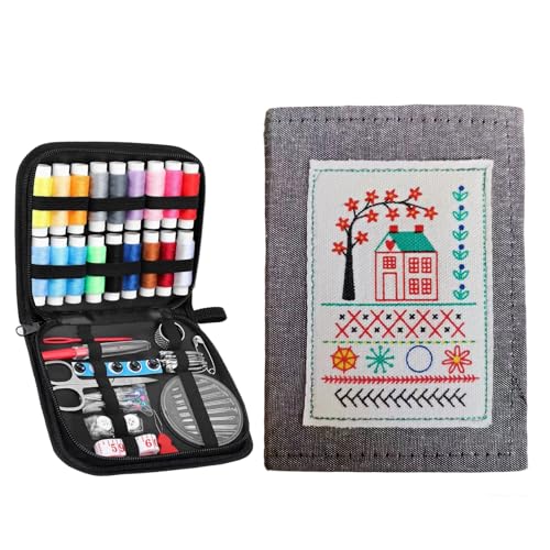 FILOEEX - FILOEEX Embroidery Stitch Book with Thimbles Sewing Kit, DIY High-Density Linen Stitch Books Set, Complete Starter Set for Beginners & Craft Lovers, Christmas New Year and Birthday Gifts - -6%