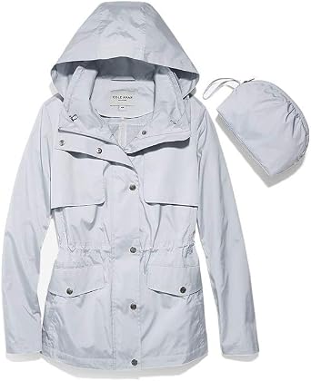 Cole Haan Womens Short Packable Rain Jacket