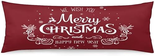 Funda de almohada corporal con estampado de copos de nieve blancos, fundas de almohada largas con cremallera, fundas de almohada decorativas