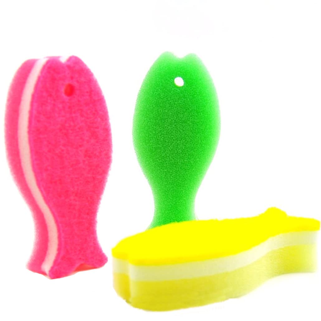 1 Pcs Novelty Fish Shape Scouring Cloth Strong Decontamination And Cleaning Washing Suitable For Kitchen And Bathroom Random