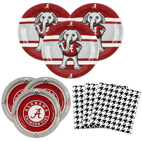 Alabama Crimson Tide Party Set for 32 Guests-Plates & Napkins-(96 Pcs.)